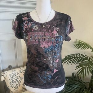 Vintage Suzie in the City Pony Express Women's Floral Graphic Top M